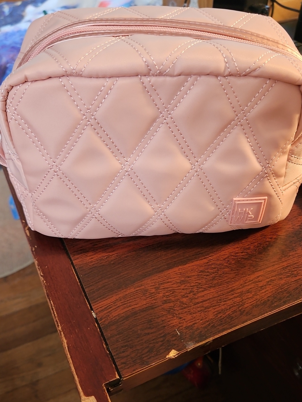 Soft Quilted Light Pink Cosmetic Bag